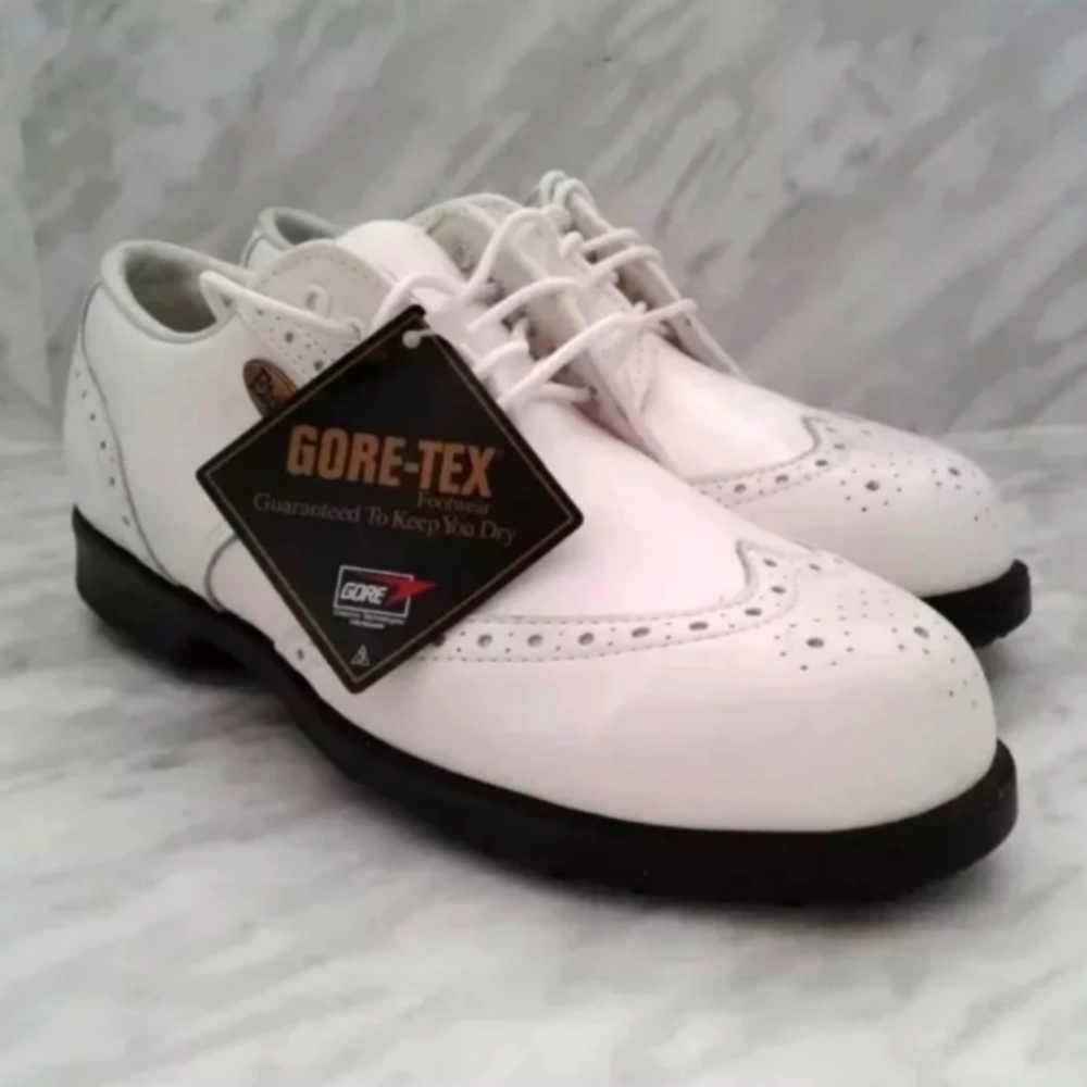 New Etonic GORE-TEX Golf Shoes White Leather Size 5 M US 6.5 made in USA